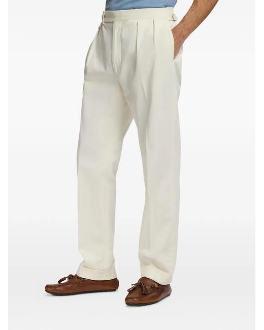 Ralph Lauren White Gregory Double-Pleated Tailored Trousers for men