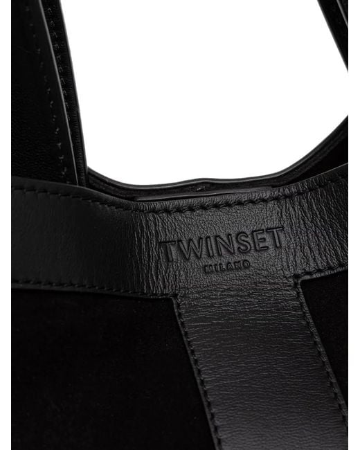 Twinset Black Suede Shopping Bag