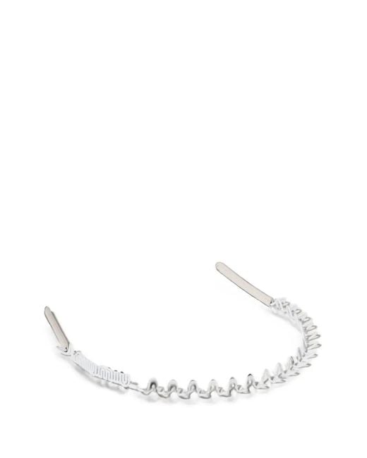 Miu Miu White Metal And Leather Headband