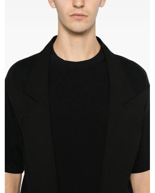 MEDEA Black Lapels Cotton T-Shirt