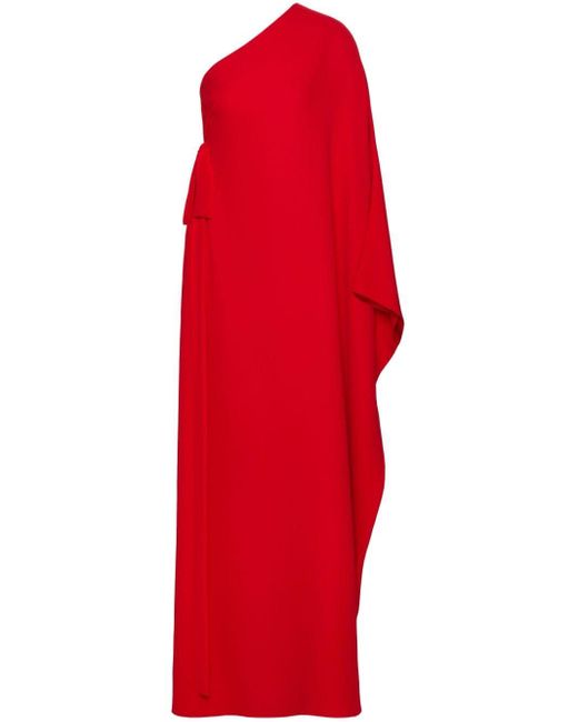 Valentino Garavani Cady Couture Asymmetrische Zijden Avondjurk in het Red
