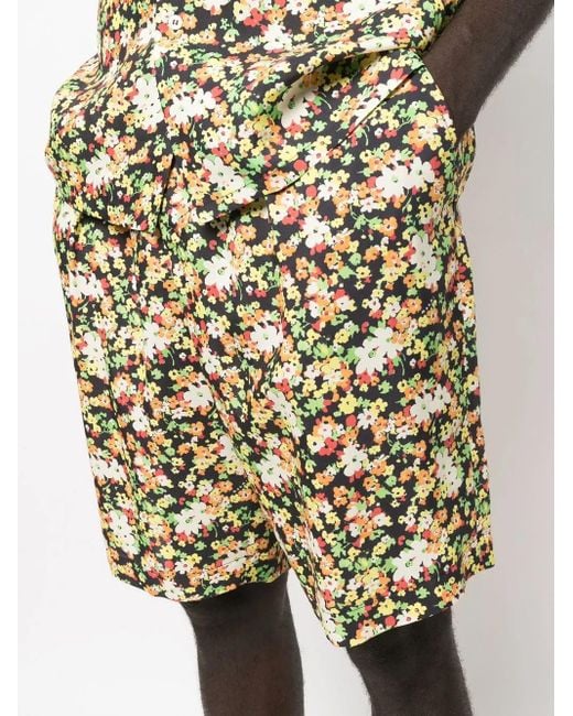 Marni Green Floral-Print Bermuda Shorts for men
