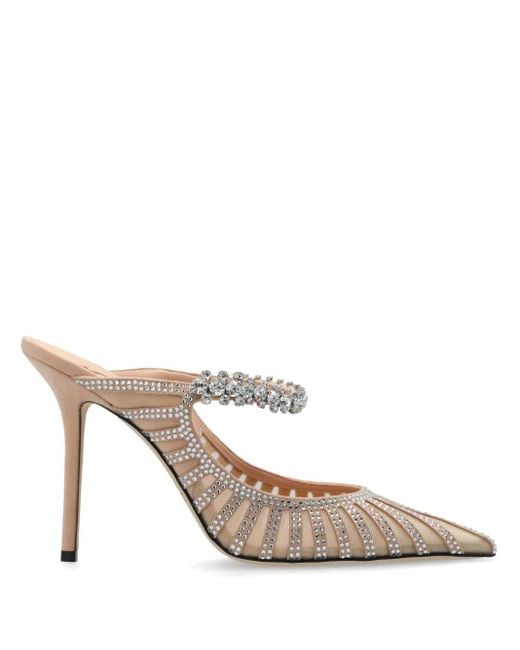 Jimmy Choo White 100Mm Bing Crystal-Embellished Mules