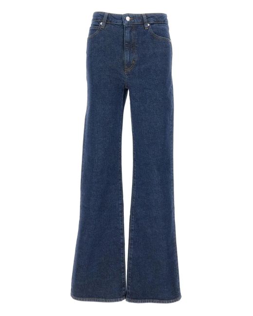 FRAME Blue High-Waisted Flared Jeans