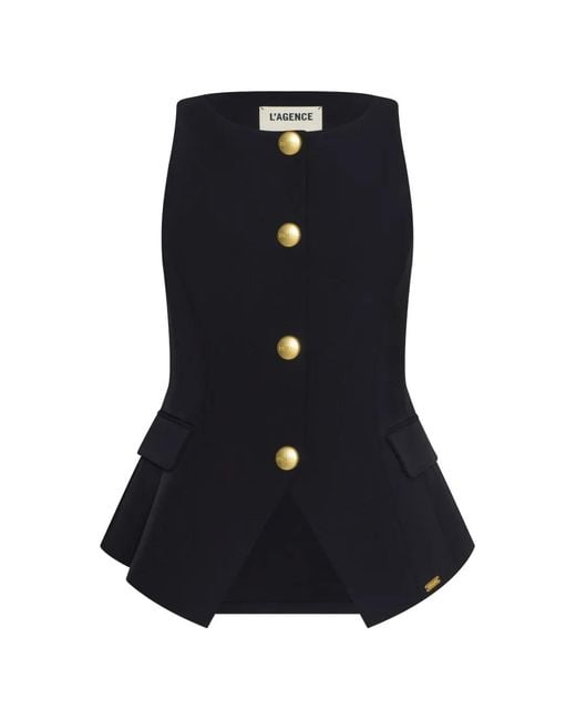 L'Agence Black Tessa-Tone Buttoned Vest