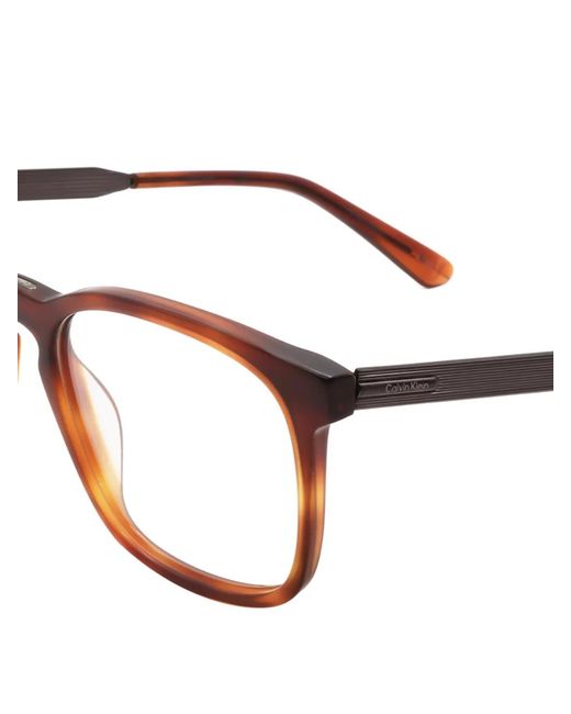 Calvin Klein White Tortoiseshell-Effect Square-Frame Glasses for men
