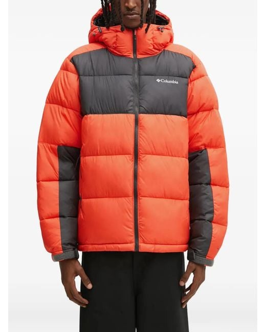 Columbia Orange Pike Lake Hooded Colour-Block Jacket for men