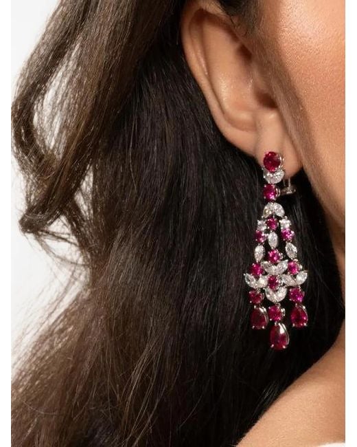 Fantasia by Deserio White Ruby Cubic Zirconia Chandelier Earrings