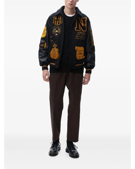 Neighborhood Blue Patchwork Bomber Jacket for men