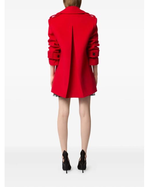 Nina Ricci Wollen Jas Met Dubbele Rij Knopen in het Red