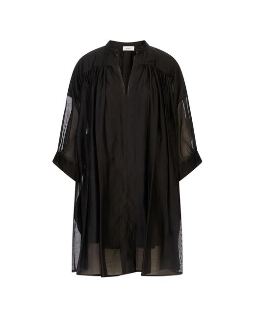 MEIMEIJ Black Sheer-Panel Shirt Mini Dress