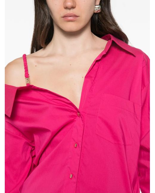Blugirl Blumarine Pink Off-Shoulder Shirt