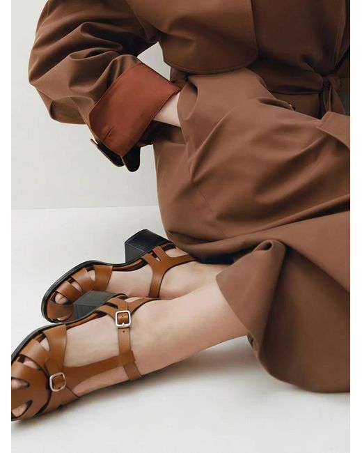 Scarosso Brown Giulia Woven Caged Sandals