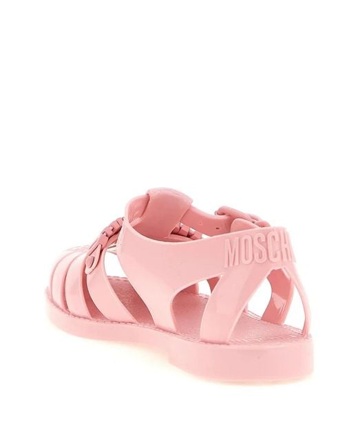 Moschino Logo Appliqué Sandals in Pink | Lyst