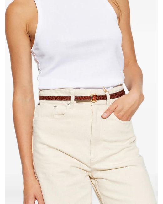 Tory Burch White Ceinture À Effet Peau De Crocodile