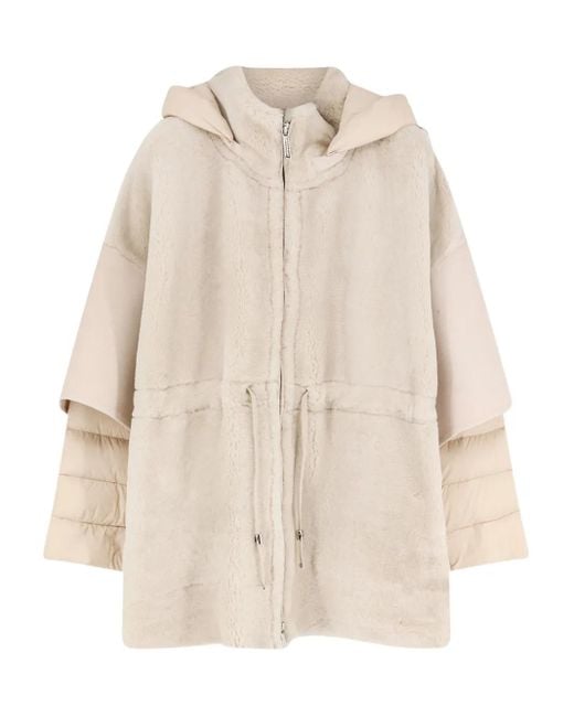 Moorer Natural Padded-Sleeve Hooded Coat