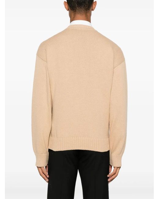 DSquared² Natural Ribbed Cotton Crewneck Sweater for men