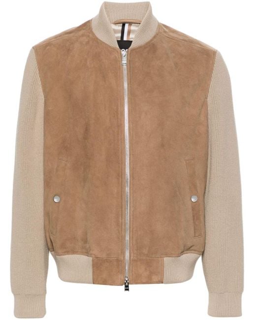 Boss Natural Mersey Suede Bomber Jacket for men