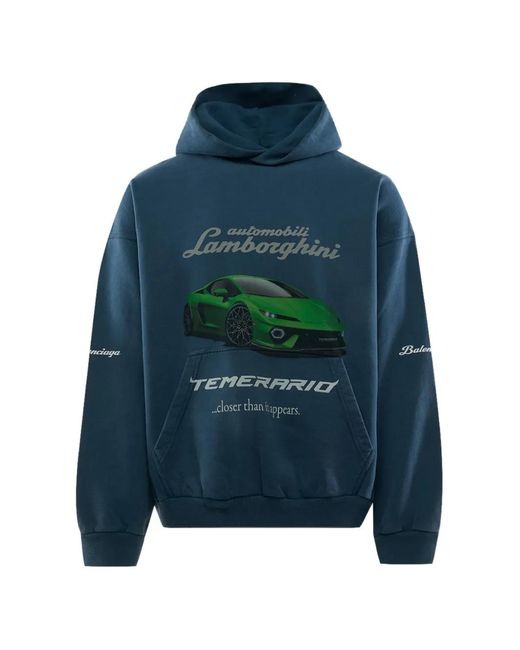Balenciaga Blue X Automobili Lamborghini Graphic-Print Hoodie