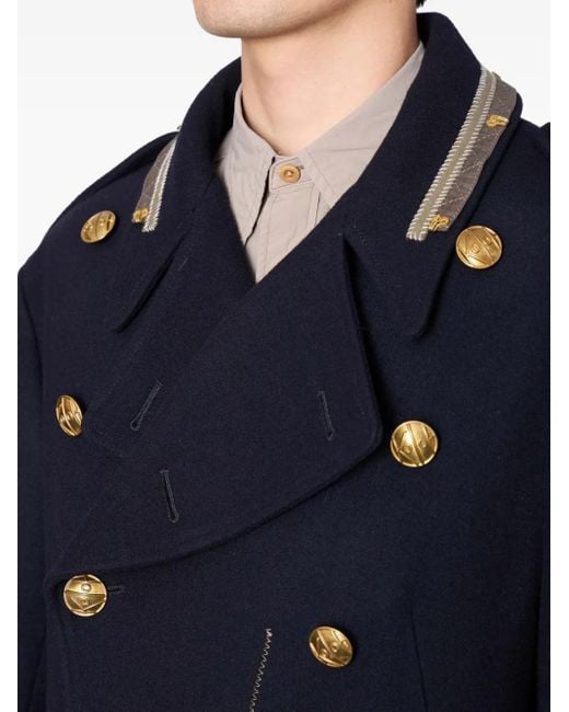 Kolor Blue Double-Breasted Coat for men