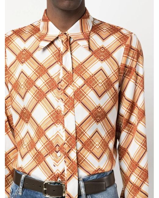 DSquared² Brown Check Print Buttoned Shirt for men
