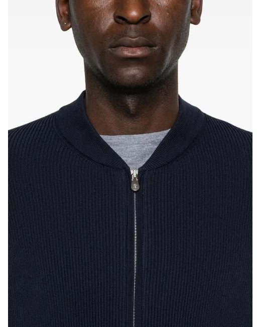 Brunello Cucinelli Geribbelde Trui Met Rits in het Blue voor heren