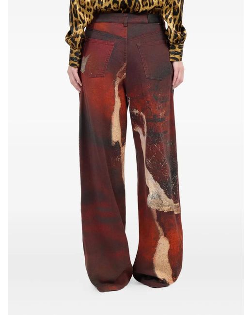 Roberto Cavalli Red Faded Dye-Effect Jeans