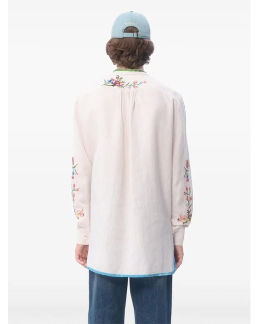 Valentino Garavani White Floral-Embroidered Shirt for men