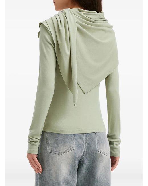 B+ AB Green Scarf-Neck Long-Sleeve Top