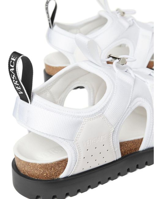 Versace White Panelled Leather Caged Sandals for men