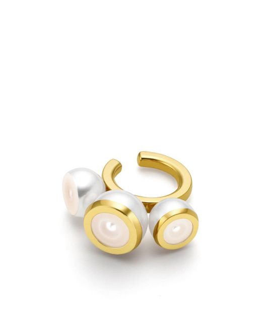 Tasaki Metallic 18kt Yellow Gold M/g Sliced Bezel Pearl Ear Cuff