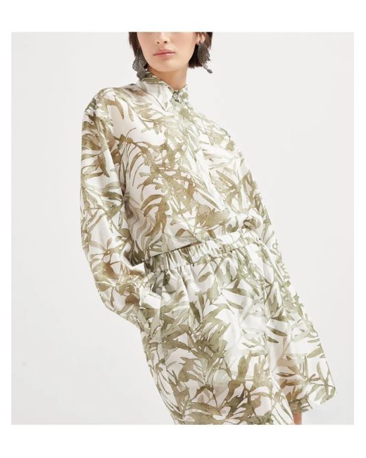 Brunello Cucinelli Gray Herbarium-print Shorts
