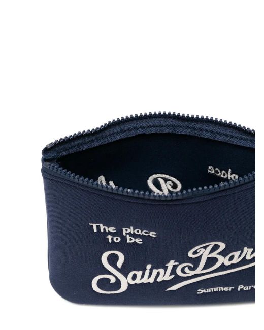 Mc2 Saint Barth Blue Aline Logo-Embroidered Clutch Bag