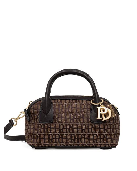 Pedro Del Hierro Madrid Brown Mini Monogram Charm Tote Bag