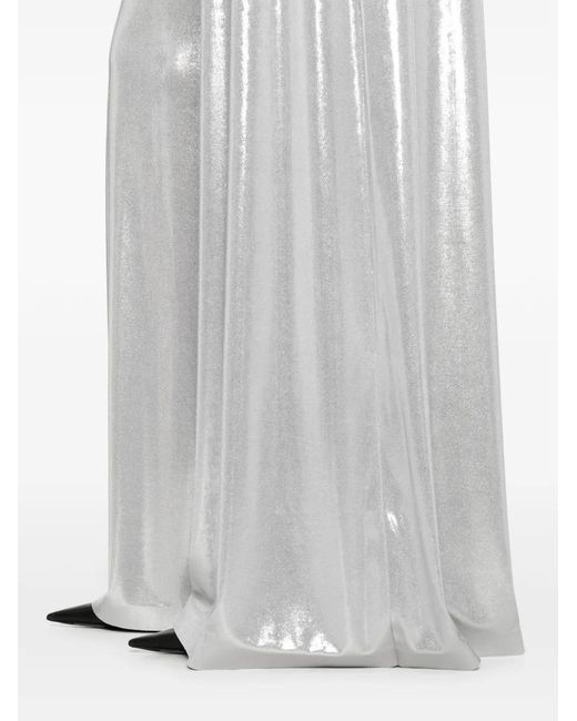 Norma Kamali White Bias Wide Leg Trousers