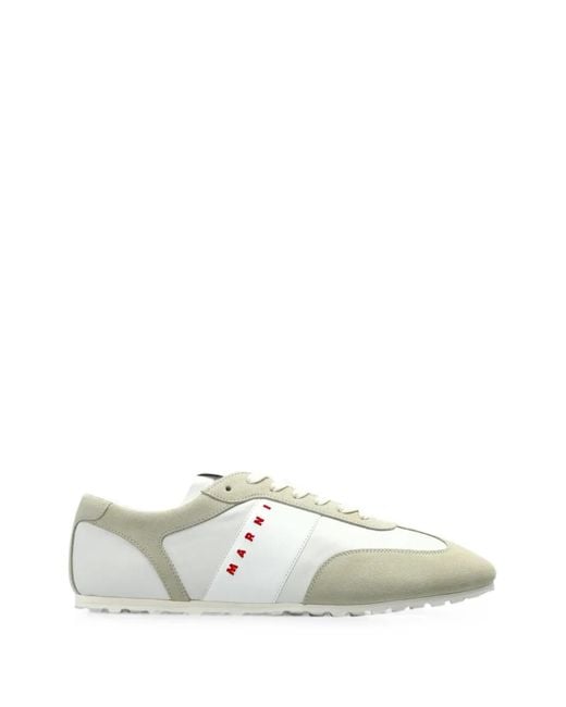 Marni White Logo-Print Panelled Sneakers for men