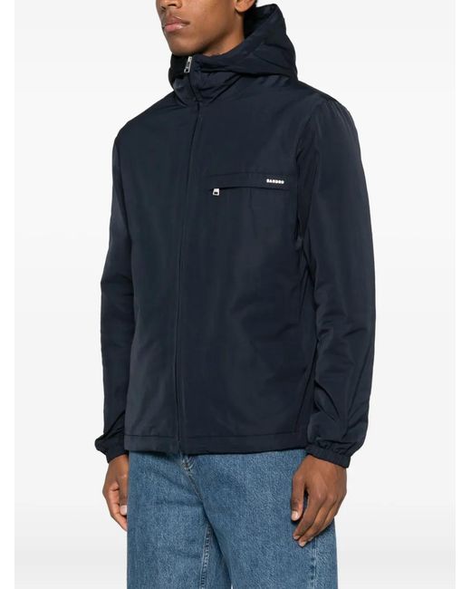 Sandro Blue Logo-Detail Padded Jacket for men