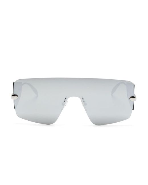 Alexander McQueen Gray Mirrored Shield-frame Sunglasses for men