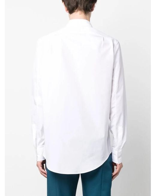 McQueen White Pointed-Collar Poplin Shirt for men