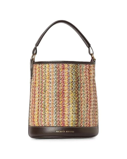 Antonio Marras White Woven Leather-Trim Bucket Bag