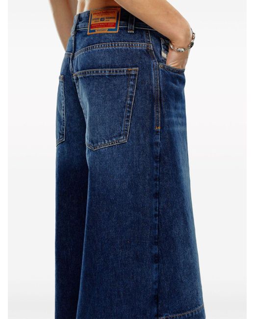 DIESEL Blue D-syren Wide-leg Skirt-panel Jeans