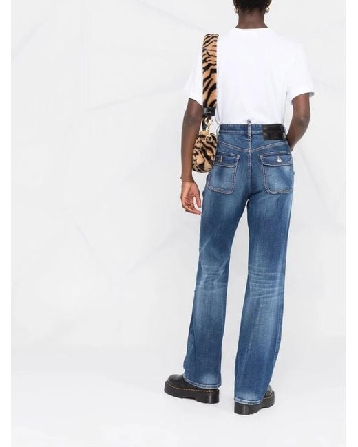 DSquared² Blue Multi-pocket High-waisted Jeans