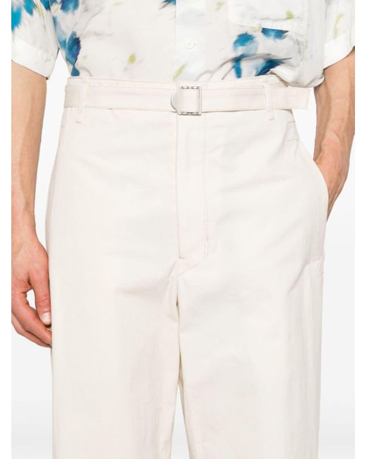 Lemaire White Mid-Rise Straight-Leg Trousers for men