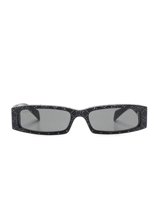 Gucci Gray Rectangle-Frame Sunglasses