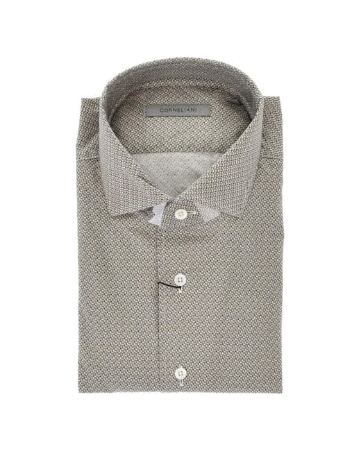 Corneliani Gray Patterned French-Collar Shirt for men