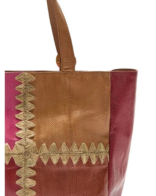 Maliparmi Red Patchwork Tote Bag