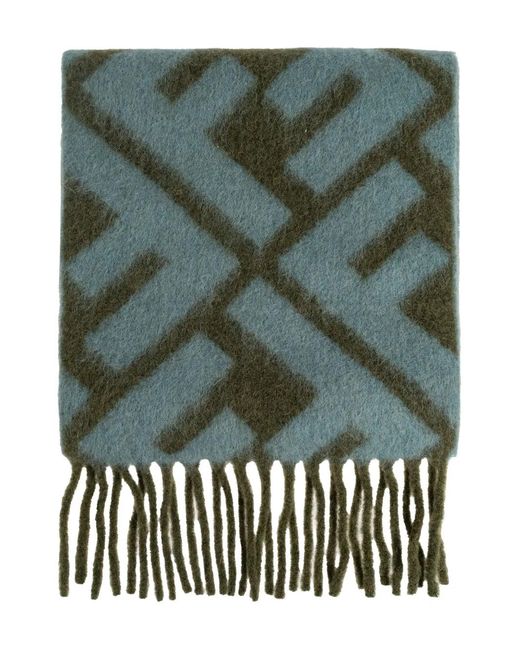 Fendi Green Ff-Pattern Fringed Scarf