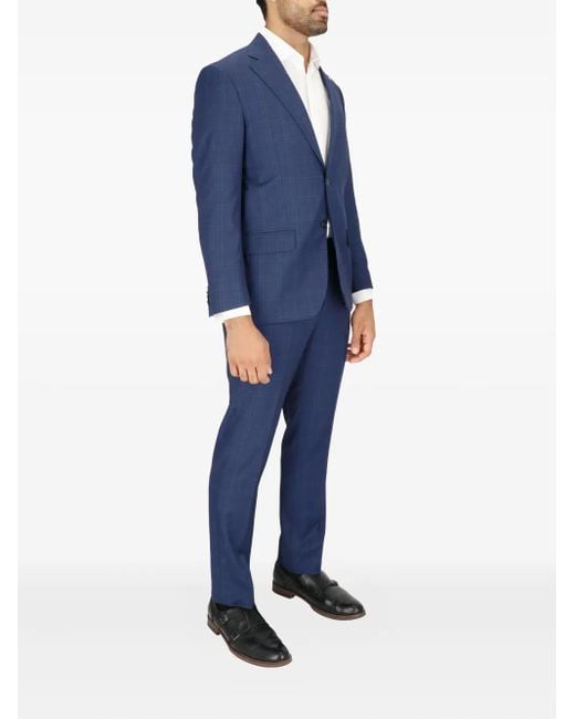 Scotch & Soda Blue Checked Two-Button Suit for men
