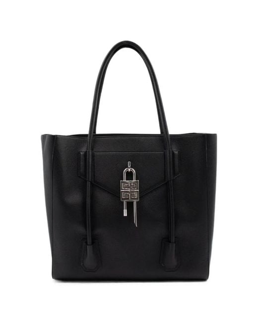 Givenchy Black Medium Antigona Soft Lock Padlock-Detail Tote Bag for men