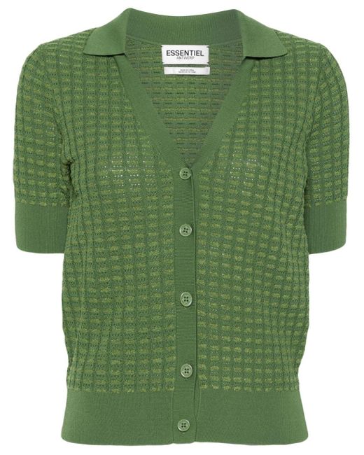 Essentiel Antwerp Green Fabio Waffle-knit Top